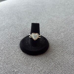 Heart shaped Ring with heart shaped opal gold tone 925 sterling silver